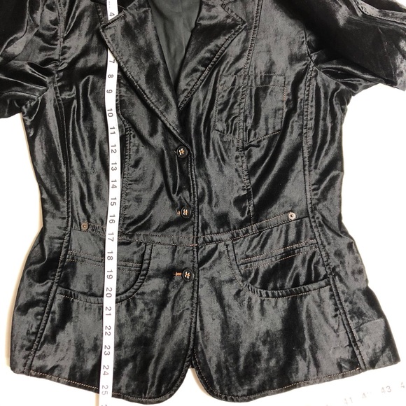 Rosner Black Velvet Blazer With Brown Stitching - Picture 5 of 10